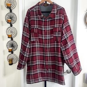 Boulder Creek Mens Flannel Fleece Lined Shirt Jacket Shacket - Red, Size 6XLB